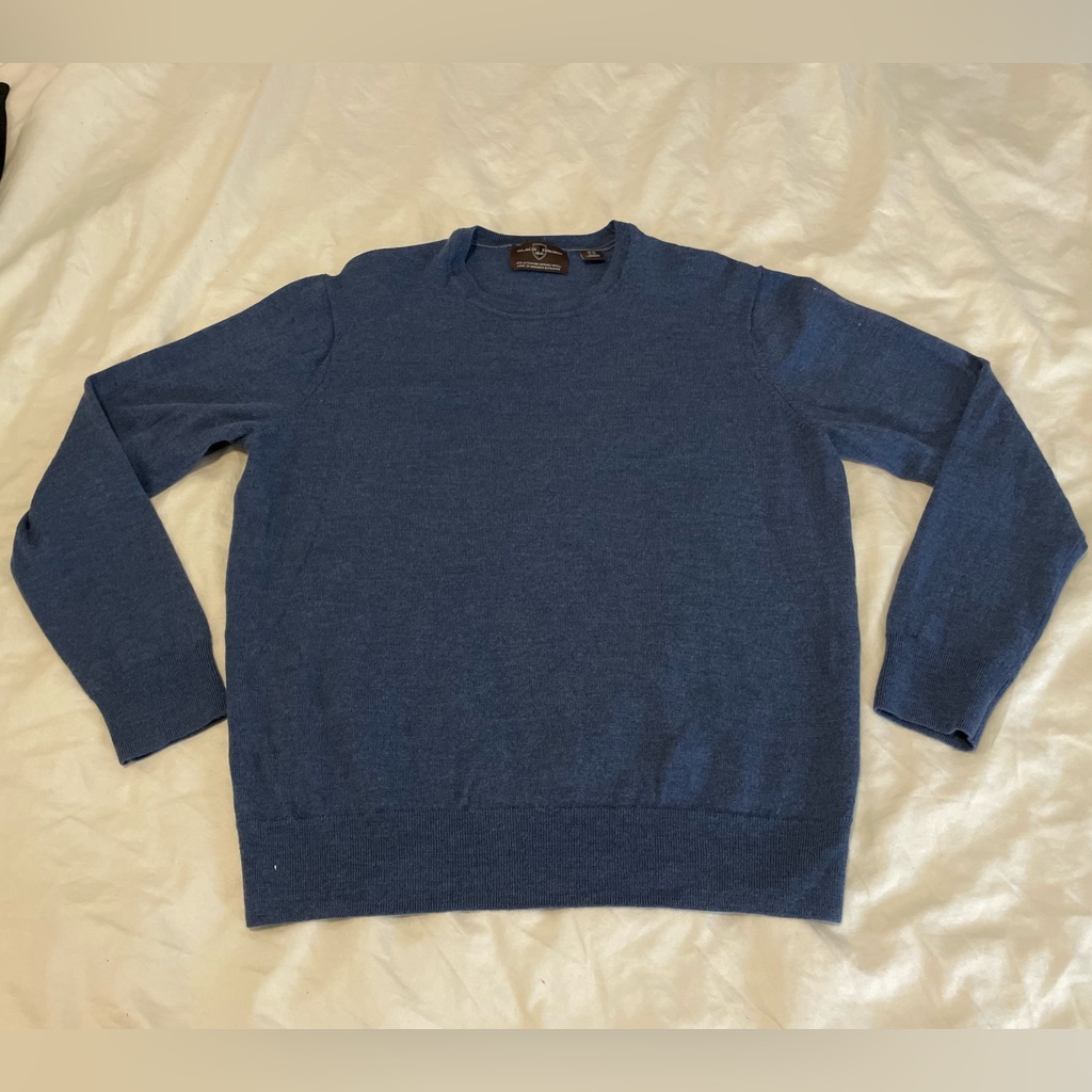 Black Brown 1826 100% Merino Wool Lightweight Blue Crew Neck Sweater Men’s Xl